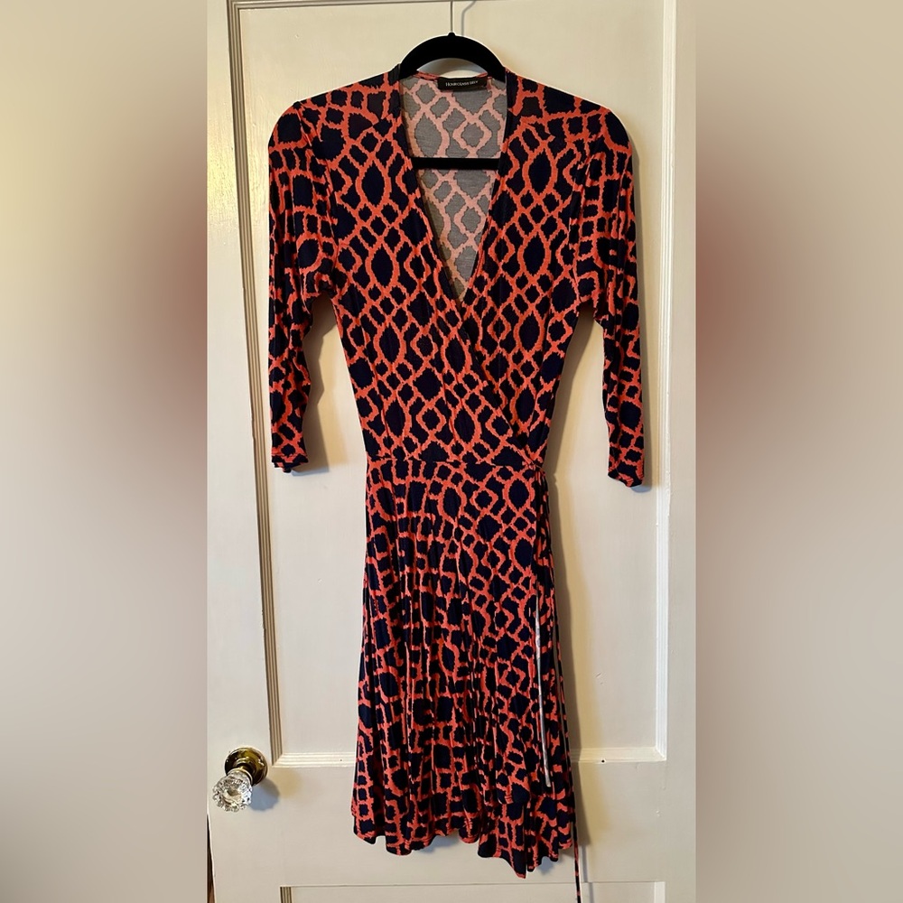 Hourglass Lilly Navy and Orange Geometric Dress